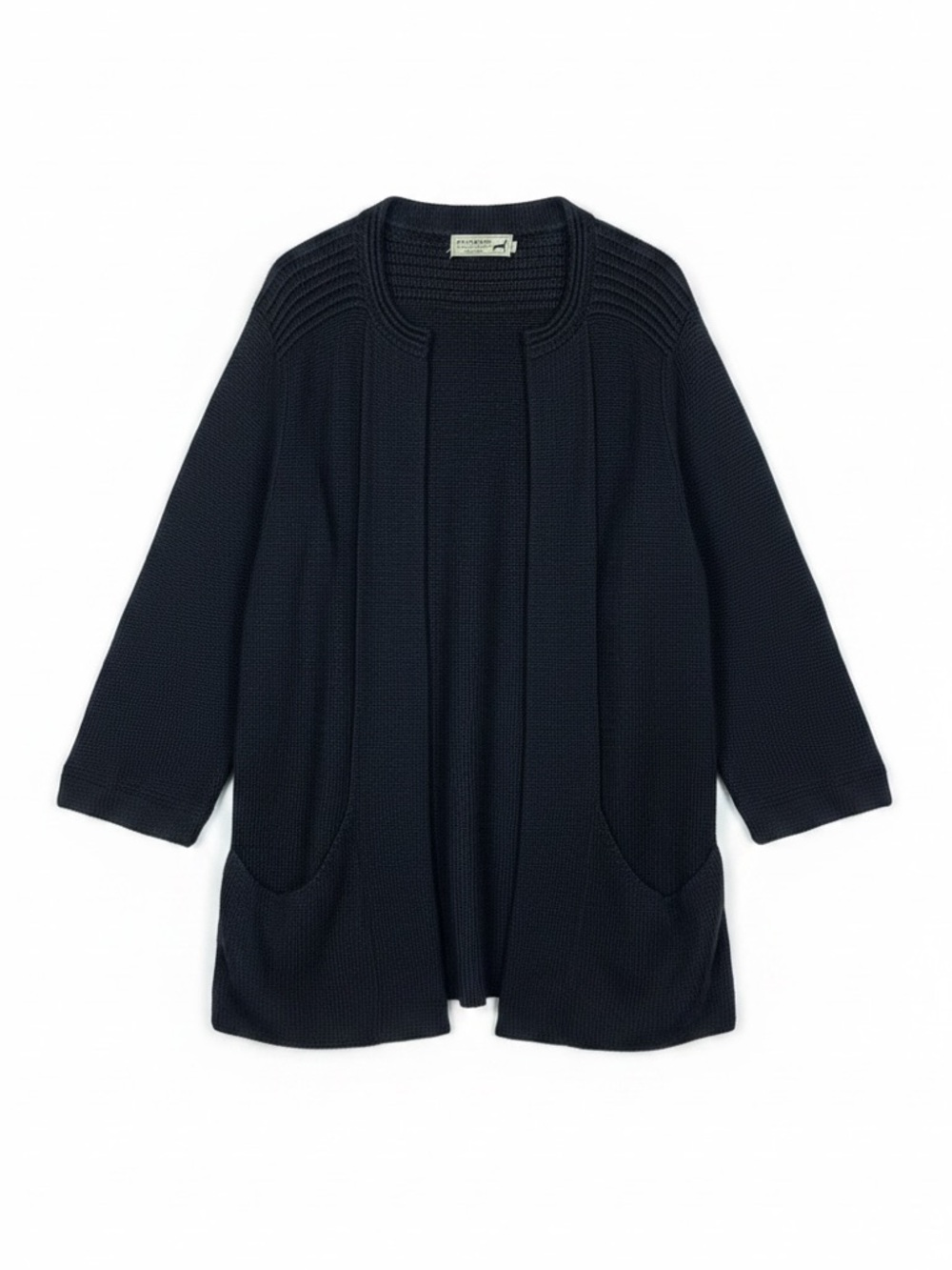 Peruvian Link Alpaca Open Cardigan Black Knit Lightweight Pockets Women’s XL‎